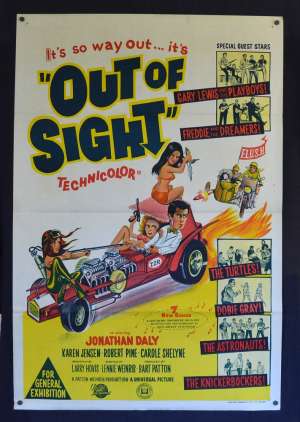 Out Of Sight 1966 One Sheet Movie Poster Jonathan Daly Beach Party ZZR Hot Rod