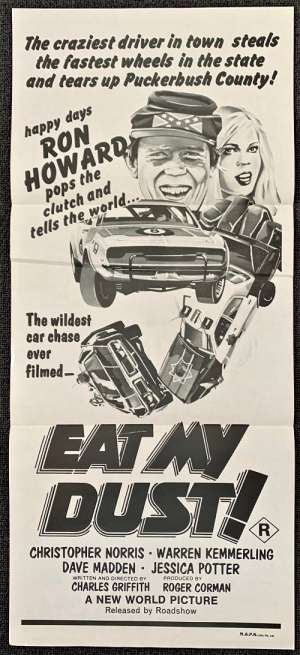 Eat My Dust 1976 Daybill Movie Poster Duo Tone Art Ron Howard Roger Corman