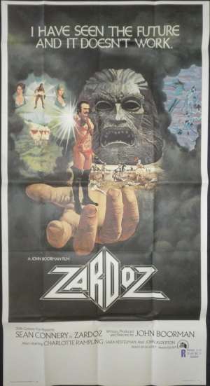 Zardoz 1974 Rare 3 sheet movie poster Original Sean Connery Charlotte Rampling