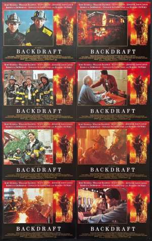 Backdraft Lobby Card Set Original 11x14 USA 1991 Kurt Russell Fireman