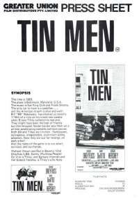 Tin Men 1987 Movie Press Sheet Richard Dreyfuss Danny DeVito Barbara Hershey