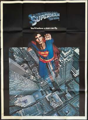 Superman Poster 3 Sheet Top Rare Original 1978 Christopher Reeve