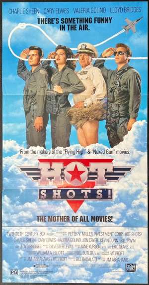 Hot Shots Poster Original Daybill 1991 Charlie Sheen Cary Elwes Top Gun