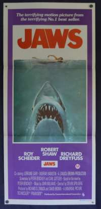 Jaws Poster Original Daybill 1975 First Release Robert Shaw Shark
