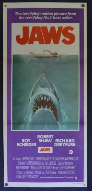 Jaws Poster Original Daybill 1975 First Release Robert Shaw Shark