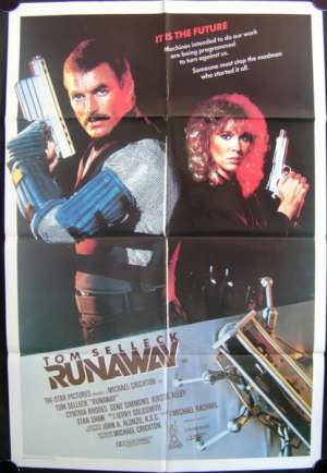 Runaway Poster Original One Sheet 1984 Tom Selleck Gene Simmons Sci-Fi