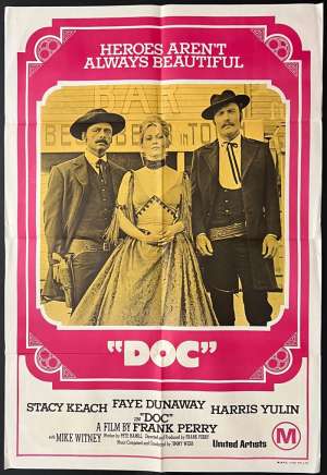 Doc Poster One Sheet Original 1971 Stacy Keach Faye Dunaway Western