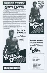 Steel Dawn 1987 Movie Press Sheet Patrick Swayze Lisa Niemi