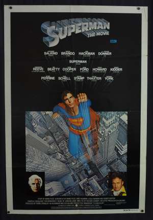 Superman Movie Poster Original One Sheet 1978 Christopher Reeve Marlon Brando