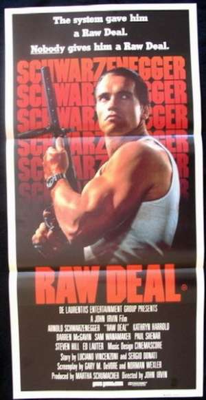 Raw Deal Daybill Movie Poster Arnold Schwarzenegger