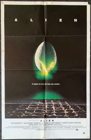 Alien Poster One Sheet Original 1979 Horror Sigourney Weaver Ridley Scott
