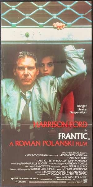 Frantic 1988 Daybill Movie Poster Harrison Ford Roman Polanski