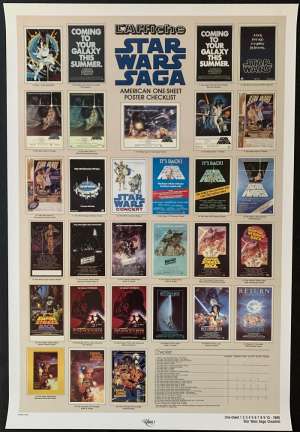 Star Wars Saga Checklist Poster Original USA One Sheet 1985 Kilian
