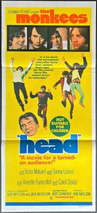 Head Movie Poster Original Daybill 1968 The Monkees Rock Music Victor Mature