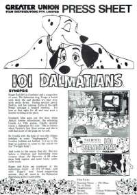 101 Dalmatians 1961 Movie Press Sheet Disney Puppies Rod Taylor