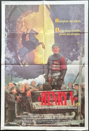 Henry V Poster Original One Sheet 1989 Kenneth Branagh Shakespeare