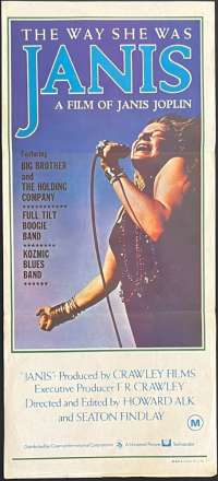 Janis Poster Daybill Original Rare 1975 Janis Jopiln Concert Documentary