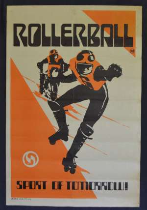 Rollerball Movie Poster Original 1975 RARE Faux Style Skating Art James Cann