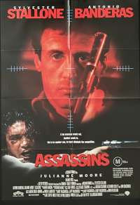 Assassins Poster Original One Sheet 1995 Sylvester Stallone Antonio Banderas