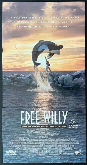 Free Willy Poster Original Daybill 1993 Lori Petty Keiko Killer Whale