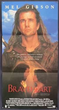 Braveheart Daybill Movie Poster Original 1995 Mel Gibson Sophie Marceau