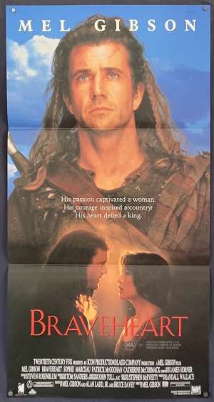 Braveheart Daybill Movie Poster Original 1995 Mel Gibson Sophie Marceau