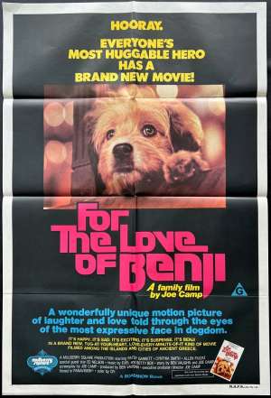 For The Love Of Benji Poster Original One Sheet 1977 Patsy Garret