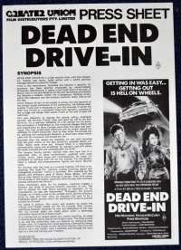 Dead End Drive-In 1986 Movie Press Sheet Horror Brian Trenchard Smith