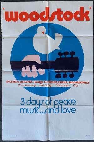 Woodstock Poster Original USA One Sheet 1970 Rare Teaser Style C