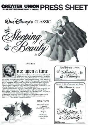 Sleeping Beauty movie Press Sheet Disney Re-Issue 1986