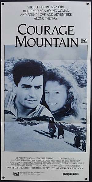 Courage Mountain Poster Original Daybill 1990 Charlie Sheen Leslie Caron Heidi