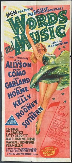 Words And Music Poster Daybill Original 1948 Mickey Rooney Garland