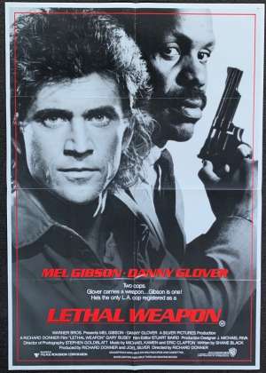 Lethal Weapon Movie Poster Original One Sheet 1987 Mel Gibson Danny Glover