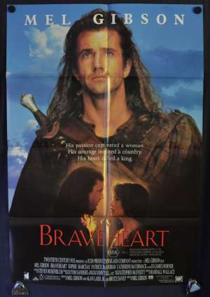 Braveheart Movie Poster Original One Sheet 1995 Mel Gibson Sophie Marceau