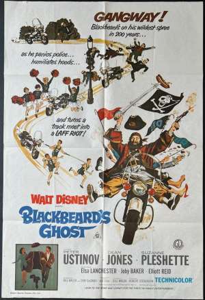 Blackbeard&#039;s Ghost Poster Original One Sheet 1976 Re-Release Peter Ustinov Disney
