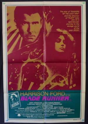 Blade Runner Poster Original One Sheet 1982 Harrison Ford Ridley Scott