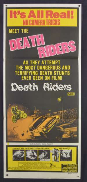 Death Riders Movie Poster Original Daybill 1976 Car Motorcycle Documentary