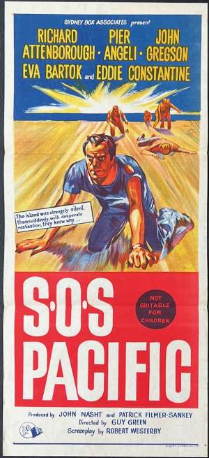 SOS Pacific Poster Daybill Original 1959 Richard Attenborough Eva Bartok