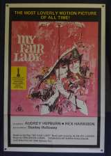 My Fair Lady Movie Poster Original One Sheet 1970's RI Audrey Hepburn Rex Harrison