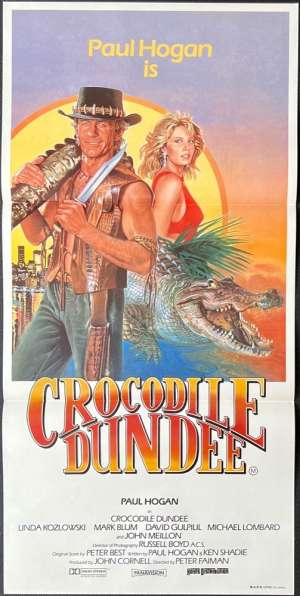 Crocodile Dundee 1986 Daybill movie poster Paul Hogan Linda Kozlowski