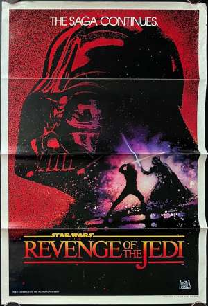 Revenge Of The Jedi Poster Original USA Teaser Undated One Sheet 1983