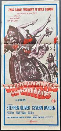 Werewolves On Wheels Daybill Poster Original 1971 Bikers Horror Satanic Cult