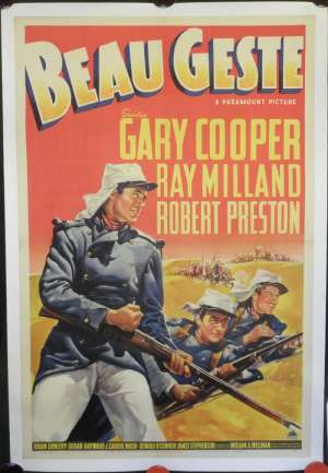 Beau Geste Poster Original USA One Sheet Linen Backed 1939 Gary Cooper