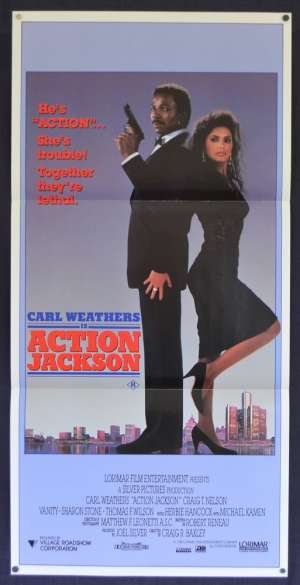 Action Jackson Movie Poster Original Daybill 1988 Carl Weathers Sharon Stone
