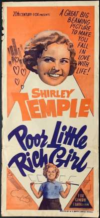 Poor Little Rich Girl Daybill Poster Re-Issue 1950s Shirley Temple