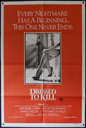Dressed To Kill Poster Original One Sheet 1980 Michael Caine Brian De Palma
