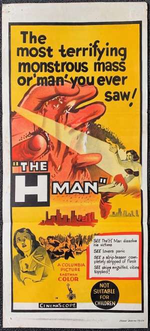 The H Man 1958 movie poster Daybill TOHO science fiction
