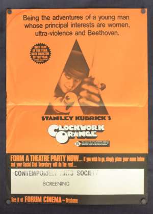 Clockwork Orange Poster Daybill Mini Original 1971 Malcolm McDowell Stanley Kubrick