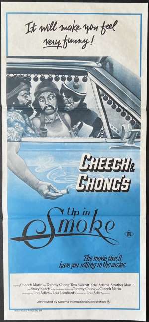 Cheech And Chong&#039;s Up In Smoke Poster Original Daybill Rare Duo Tone Art