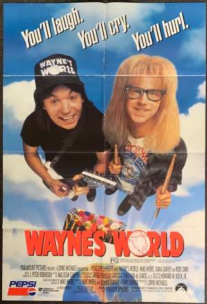 Waynes World Poster Original One Sheet 1992 Mike Myers Dana Carvey Party On!